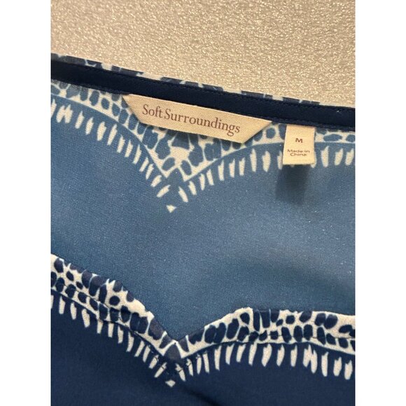 Soft Surroundings 2 PC Hibiscus Floral Blue Dress with Short Sleeves Medium - Picture 5 of 5